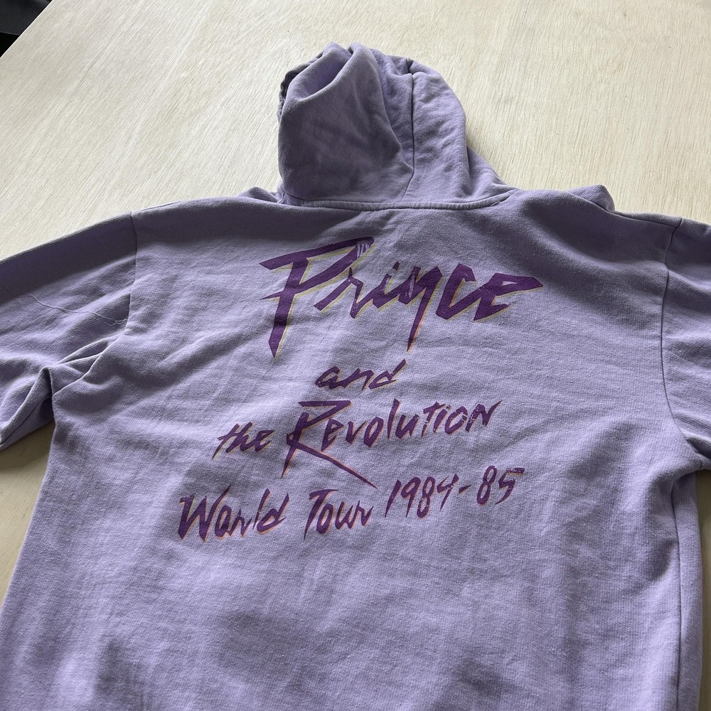 Prince Hoodie Mens Medium Purple Fleece Pullover Kangaroo Pocket Doves Graphic - Picture 7 of 8